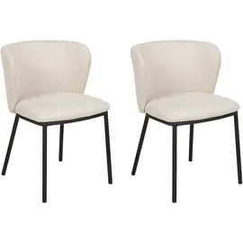 Beliani Esszimmerstuhl MINA Polyester cremeweiß 2er Set