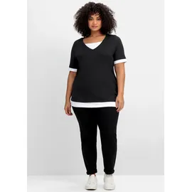 sheego 2-in-1-Shirt in schwarz-weiß | Gr.: 48/50