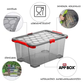 Rotho Evo Total Protection Aufbewahrungsbox 59 x 39,5 x 28 cm 3-tlg. anthrazit/rot