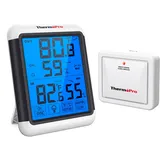 ThermoPro TP65 Funk Thermo-Hygrometer Digitales Thermometer Hygrometer Klima-Monitor Funkwetterstation mit Funk-Außensensor, Reichweite max bis zu 150m