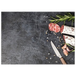 Teppich Salami, Rosmarin und Knoblauch, Wallario, rechteckig, rutschfest schwarz 50 cm x 70 cm