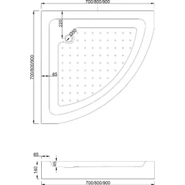 Mexen Rio halbrunde Duschkabine 90 x 90 cm, Gestreift, Chrom + Duschwanne Rio, Weiß - 863-090-090-01 - Mexen