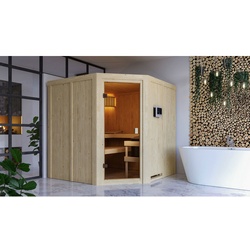 KARIBU Sauna »Kotka «, inkl. Saunaofen mit externer Steuerung, für 5 Personen - beige