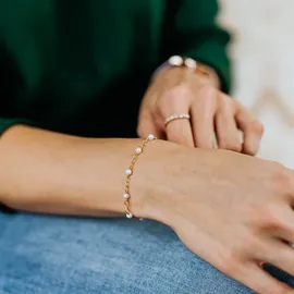 Julie Julsen Armband 925/- Sterling Silber vergoldet 8 Perlen 19 cm