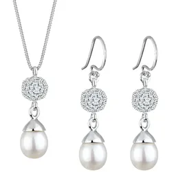 Elli Perle Kristalle 925 Silber Schmuck-Set   Damen 