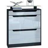 Vladon Schuhschrank, Weiß Hochglanz, Holzwerkstoff, 89x104x23 cm, Garderobe, Schuhaufbewahrung, Schuhschränke
