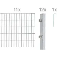 GAH Alberts Doppelstabmattenzaun 200 x 80 cm Silber/Metall
