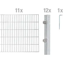 GAH Alberts Doppelstabmattenzaun 200 x 80 cm Silber/Metall