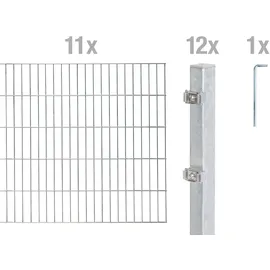 GAH Alberts Doppelstabmattenzaun 200 x 80 cm Silber/Metall