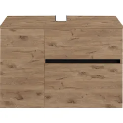 Waschbeckenunterschrank HOME AFFAIRE "Wisla", braun (wiking eiche), B:80cm H:53cm T:45cm, Spanplatte, Schränke, für Wandmontage, Siphonausschnitt, Push-to-open-Funktion, Breite 80 cm