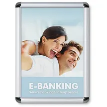 Showdown Displays Klapprahmen A3 Rundecken 25 mm Profil silber silber, 32.8x45.1x1.1 cm