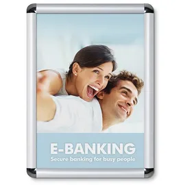 Showdown Displays Klapprahmen A3 Rundecken 25 mm Profil silber silber, 32.8x45.1x1.1 cm
