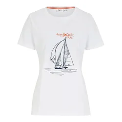 bonprix Baumwoll T-Shirt mit Seitenschlitz und Druck, weiß, 60/62 (4XL), 100% Baumwolle