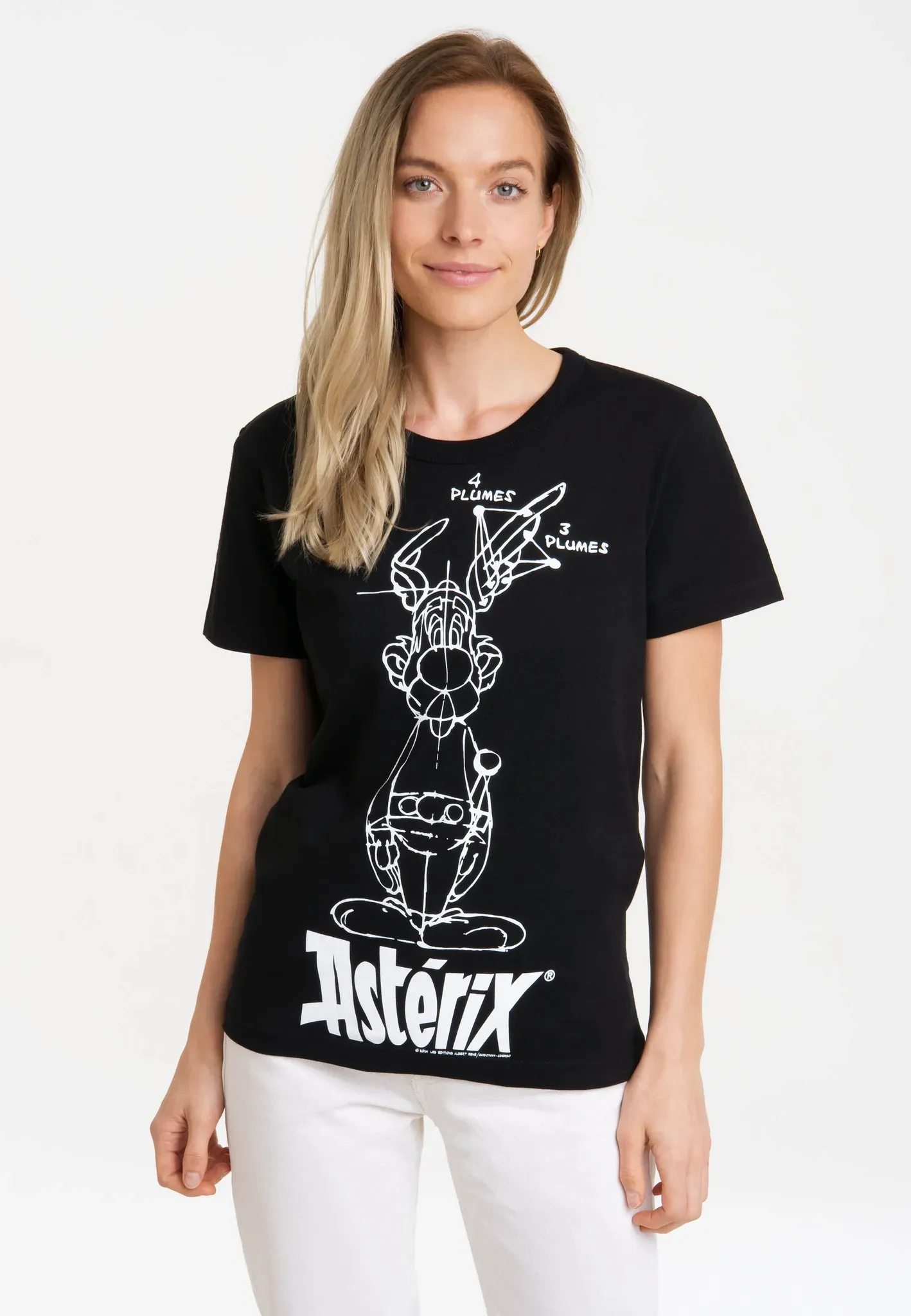 T-Shirt LOGOSHIRT "Asterix der Gallier - Asterix Skizze", Damen, Gr. XXL, schwarz, 100% Baumwolle, bedruckt, casual, normal, Rundhals, Kurzarm, Shirts, mit lizenziertem Print