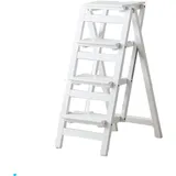 Klapptreppe Klappstufen Klapptritt Trittleiter 2/3 / 4 Stufen aus Holz weiß leicht und faltbar für Kinder Erwachsene für Bibliothek Loft Küche Home Dekoration - 150 kg Kapazität