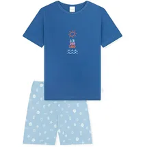 SCHIESSER Pyjama Set Nachtwäsche Blau 98