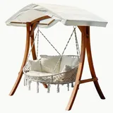 ASS Altenburger ALEOS. Hängesessel Hängelounger Doppellounger Lounge für 2 Maui mit vielen Kissen klappbar inkl. Hollywoodschaukel - Gestell Aruba mit Dach