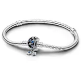 Pandora Moments Schlangen-Gliederarmband mit Funkelndem Mond-Verschluss aus Sterling Silber, Zirkonia, Kompatibel Moments, Größe: 19cm, 592819C01-19