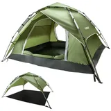 Yorbay Kuppelzelt 2 in 1 Pop Up Campingzelt doppelwandig wasserdicht UV-Schutz, Personen: 3 (mit Heringen, Windseile und Tragetasche), für 2-3 Personen für Wandern, Trekking, Outdoor grün 180 cm x 215 cm x 130 cm