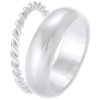 Elli PREMIUM Bandring 2er Set Basic Twisted Gedreht 925 Silber 52 Damen