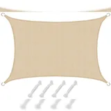 AMANKA UV Sonnensegel 3x2 HDPE Rechteckig Sonnenschutz Überdachung Garten Balkon Beige