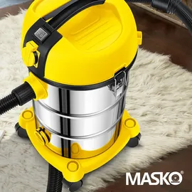 Masko MASKO® Industriestaubsauger Staubsauger Nass Trocken Sauger Edelstahl 2300W + Steckdose Blasfunktion Trocken-Saugen & Nass-Saugen Push&Clean Industrie-Sauger mit | ohne Beutel beutellos