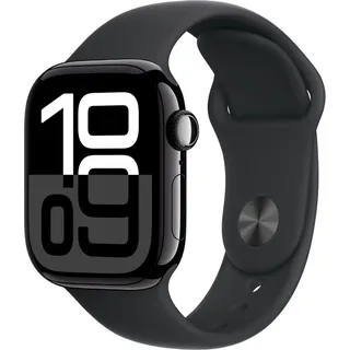 Apple Watch Series 10 GPS 42 mm Aluminiumgehäuse diamantschwarz Sportarmband schwarz M/L