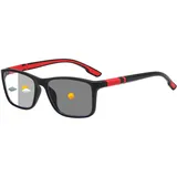 Suertree Blaulichtfilter Lesebrille Selbsttönende Sonnenbrille PC Leichte Rechteckige Fassung Herren Damen für Gaming Büro und Freizeit Grau Getönt Rot 1.0X