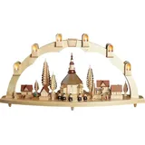 Richard Glässer GmbH Seiffen Richard Glässer Seiffen Schwibbogen Seiffener Dorf, Länge 80 cm, Natur, komplett elektrisch beleuchtet, original Erzgebirge #01004