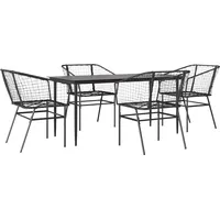vidaXL 5-teiliges Garten-Esszimmerset aus schwarzem Polyrattanglas vidaXL