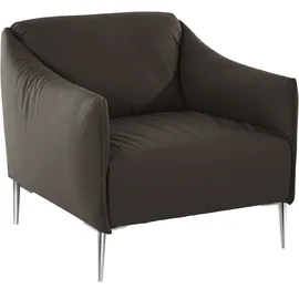 W.Schillig Cocktailsessel "sally", braun (braun z59), B:84cm H:78cm T:84cm, Longlife Xtra-Leder Z59: Glattleder mit modischer Prägung. Hautstärke 0, 9 - 1, 1 mm., Sessel, Cocktailsessel, mit Metallfüßen in Chrom glänzend