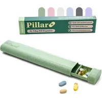 PILLAR Plus 7-Tage XL Pillendose Wochenbox | Große Tablettenbox mit Schiebemechanismus | 7 XL Fächer Montag–Sonntag | Medikamentenbox für große Tabletten & Supplemente | Salbeigrün