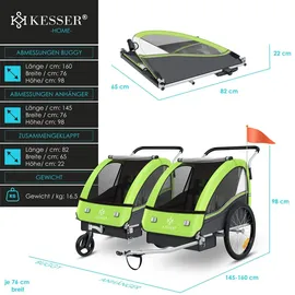 Kesser Kinderfahrradanhänger Sport-RX 2 in 1 hellgrün