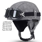 Halbschalenhelm mit ECE, Jethelm Retro, Chopper Helm, Retro Motorrad Helm, Scooter-Helm, Offenem Helm, mit Brille halbhelm Motorrad männer motorradhelm