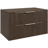 Badplaats Waschbeckenunterschrank Rimini 2 Schubladen 80 x 46 x 46 cm Walnuss Braun