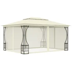 Pavillon mit Netz 300x400x265 cm Creme