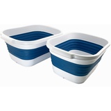 SAMMART 13L zusammenklappbare Wanne – tragbarer Picknickkorb für den Außenbereich – platzsparender Aufbewahrungsbehälter (White/Stone Blue (Set of 2))