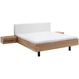 Schöner Wohnen Bettanlage, Weiß, Eiche, Holz, Eiche, massiv, 180x200 cm, Goldenes M, Made in Germany, DGM-Klimapakt, Soft-Close-System, Schlafzimmer, Betten