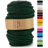 Netuno 1x Makramee Garn Flaschengrün 9 mm 50 m Baumwollkordel mit Polyesterkern Dickes Garn Makramee Kordel aus Baumwolle Kordelband Naturkordel Makramee Kordel Makramee Faden Cotton Cord Macrame