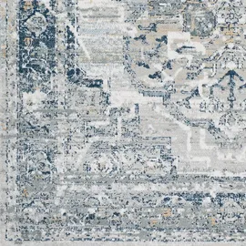 livabliss Ascot Vintage Teppich 160x220 cm – Boho Kurzflor für Wohnzimmer, Esszimmer & Schlafzimmer – pflegeleicht in Grau & Blau