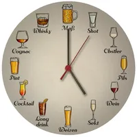 Speecheese Alkoholische Getränke Wanduhr mit Bier, Wein und Co.