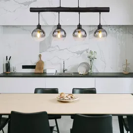 GLOBO Holzbalken 4-flg. 85 cm rechteckig schwarz Glas