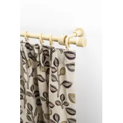 Gardinenstange GARESA "Sandri Vollrund, Endknop Sandra", beige (natur), L:190cm, Holz, Gardinenstangen, Vorhanggarnitur aus Holz, verlängerbar, mit Ringe