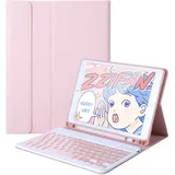 QYiiD iPad mini Tastatur Hülle für iPad mini 7.9 Zoll 5 /iPad mini 4/3/2/1, iPad mini Hülle Abnehmbare Tastatur (Deutsches QWERTZ), Folio Smart Slim Tablette Cover mit Wireless Tastatur, Rosa