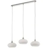 LUCANDE Hängeleuchte, Sharvil, 3-flammig, weiß, Glas, 97cm / Wohnzimmer - 97