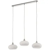 LUCANDE Hängeleuchte Sharvil, 3-flammig, Weiß Glas, 97cm / Wohnzimmer - 97