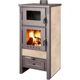 ProTermo Taurus Kaminofen mit Backfach – 12kW Holzofen mit Schamottstein Energieeffizienzklasse A 52 x 50 x 107cm, Beige - Beige