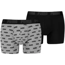 Puma Logo All-Over-Print Boxershorts dark grey melange/black L 2er Pack