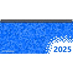 Tischkalender 2025 XXL I Pixel blau I 32,5 x 14,5 cm I Querformat