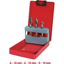 KS Tools HM Frässtift-Satz in Stahlblechkassette, 3-teilig